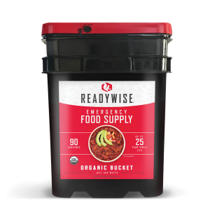Ready wise emergency food supply 90 servings of organic Bucket Up to 25 year shelf life